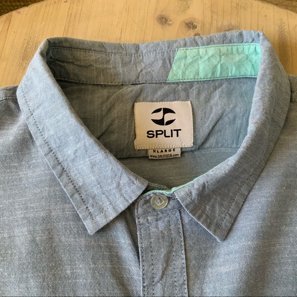 SPLIT, Chambray, Short Sleeve, Button Down, Sz XL - Picture 3 of 7